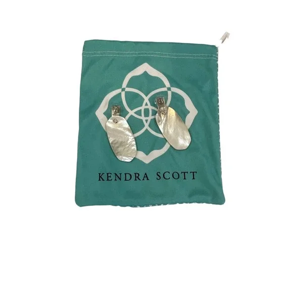 KENDRA Scott Ivory Silver Oval Drop Mother of Pearl Statement Earrings - Picture 6 of 10